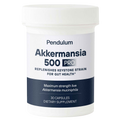 Supplement container labeled 'Pendulum Akkermansia 500 Pro' on a white background