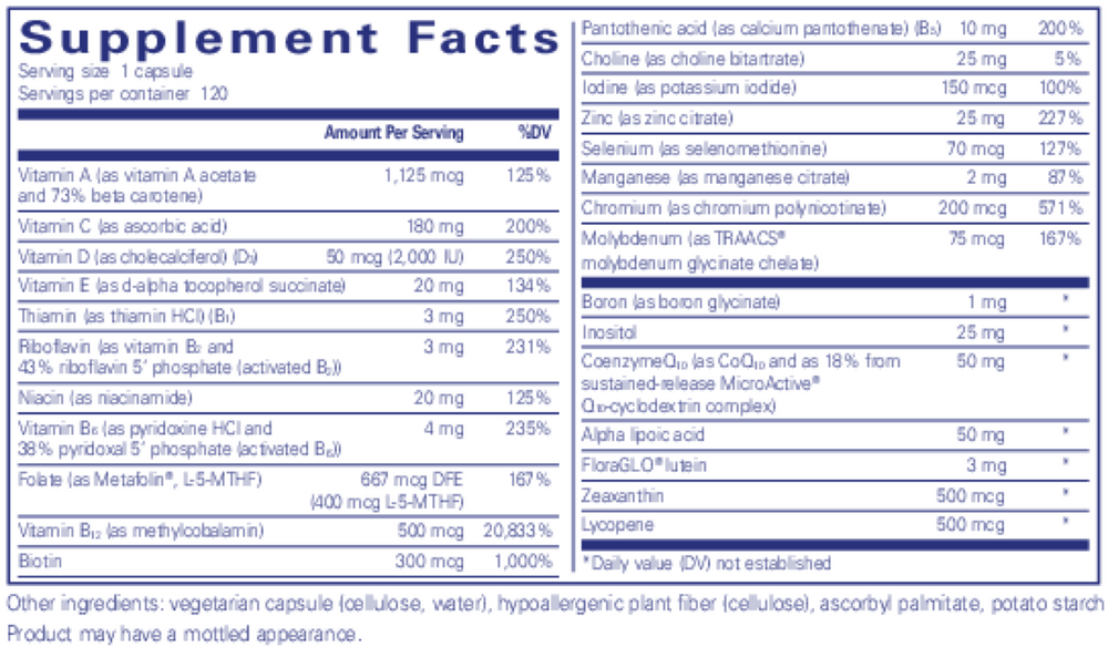 Pure Encapsulations O.N.E. Multivitamin - 120 Capsules | Multivitamin