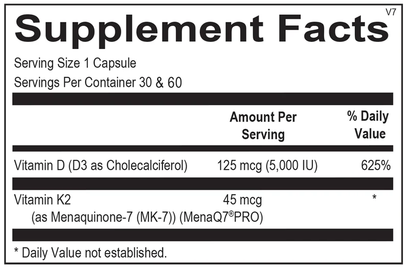 Vitamin K2 with D3 (60 Capsules) by Ortho Molecular Products