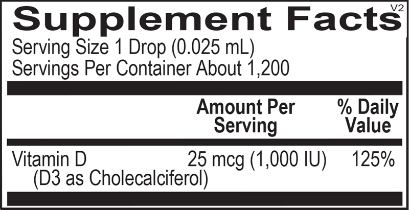 Liquid Vitamin D3 Drops Supplement - Ortho Molecular Products back