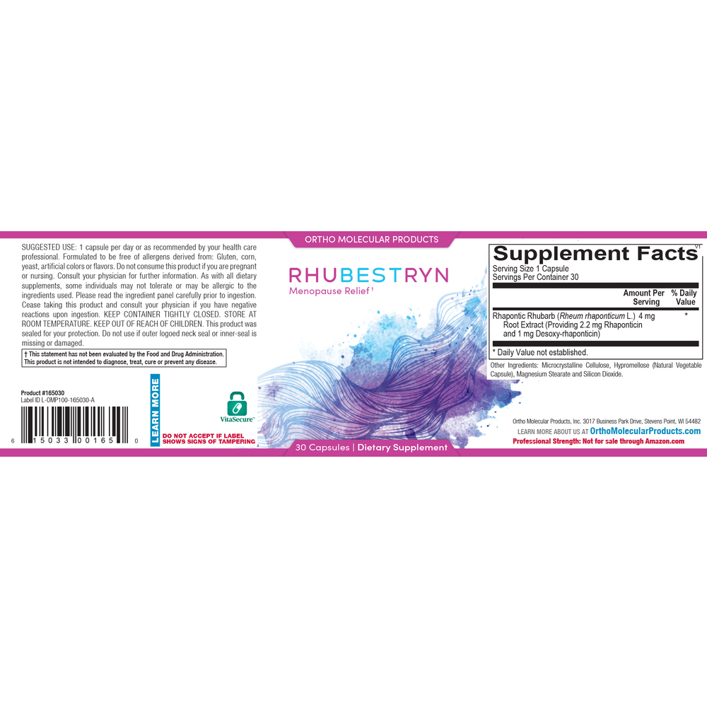 RHUBESTRYN ortho molecular 30 capsules label
