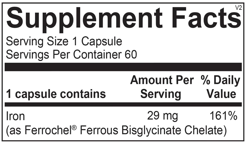 Reacted Iron 60 Capsules | Ortho Molecular Products facts