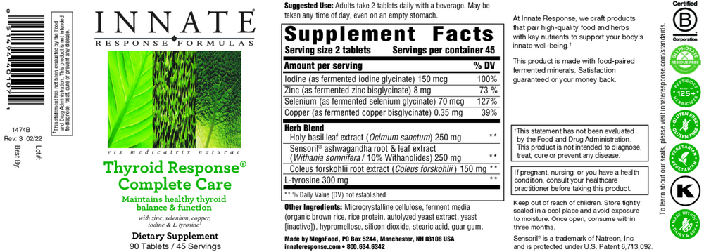 Thyroid Response Complete Care (90 tablets) by Innate Response Formulas