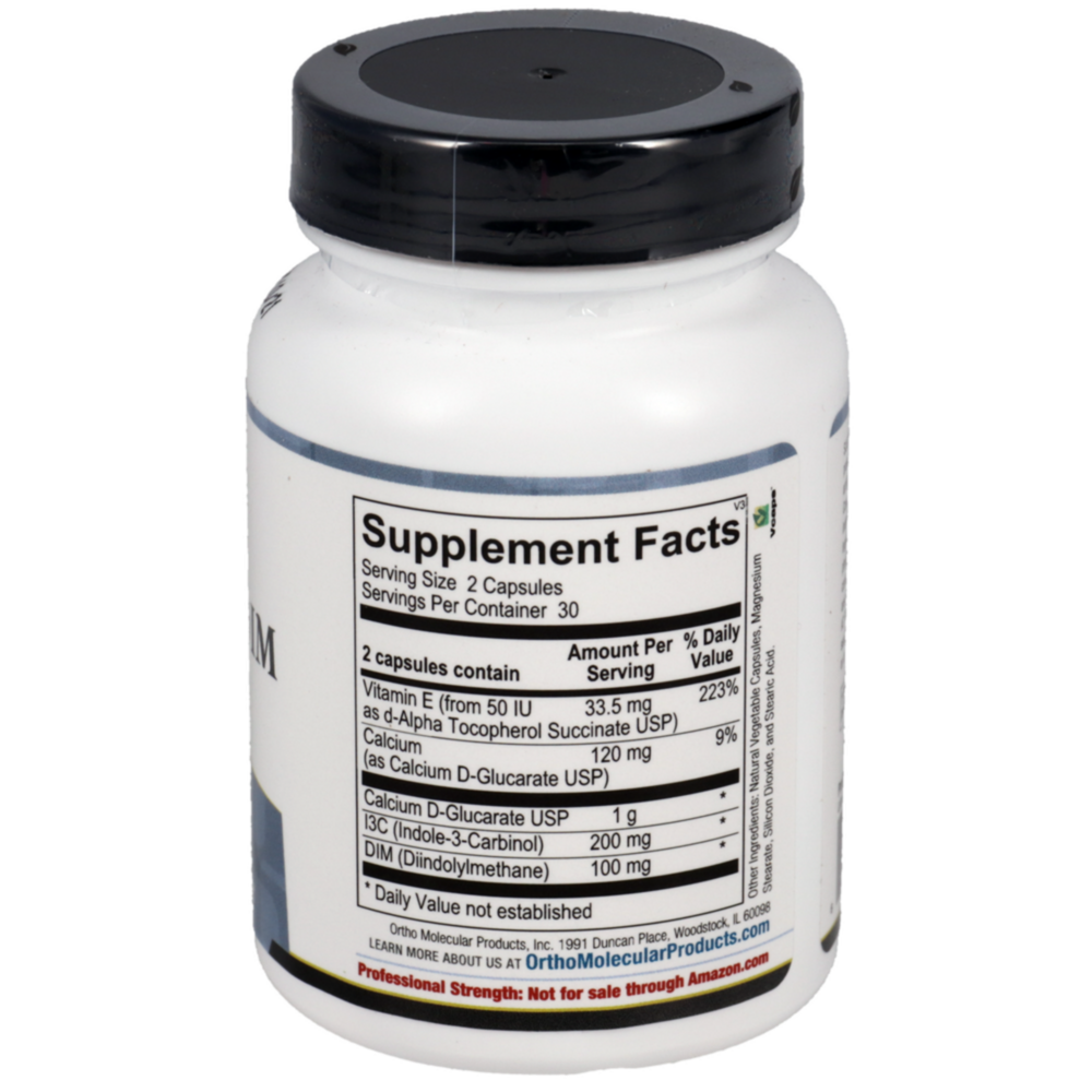 Ortho Molecular Products CDG EstroDIM bottle. This targeted formula supports proper estrogen detoxification and antioxidant health, often recommended alongside BHRT services at Mixwell Compounding Pharmacy