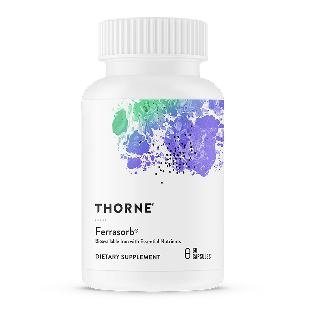 Ferrasorb® – Highly Absorbable Iron with B Vitamins & Vitamin C by Thorne (60 Capsules)