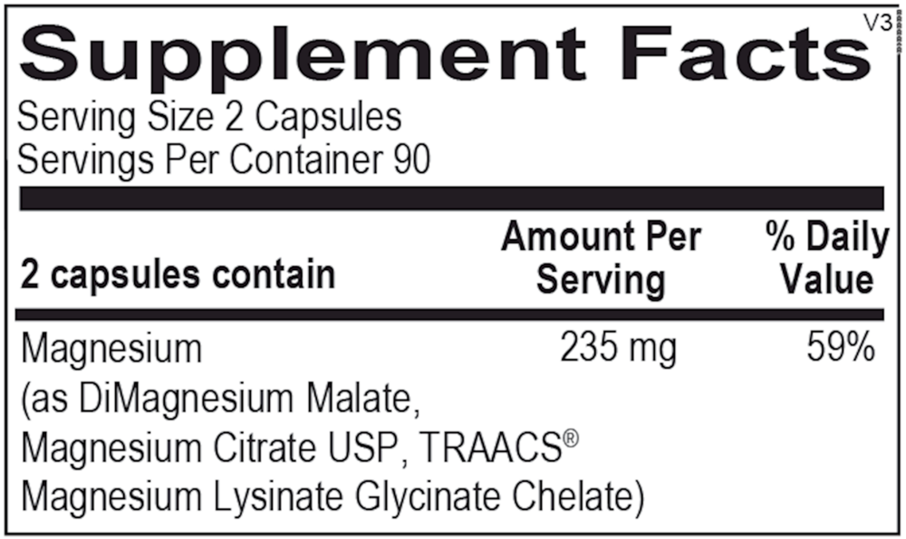 Ortho Molecular Products Reacted Magnesium - 180 Capsules - Bioavailable Magnesium Glycinate.