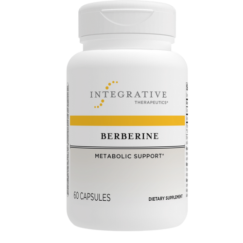 Supplement bottle labeled 'Berberine' by Integrative Therapeutics on a white background