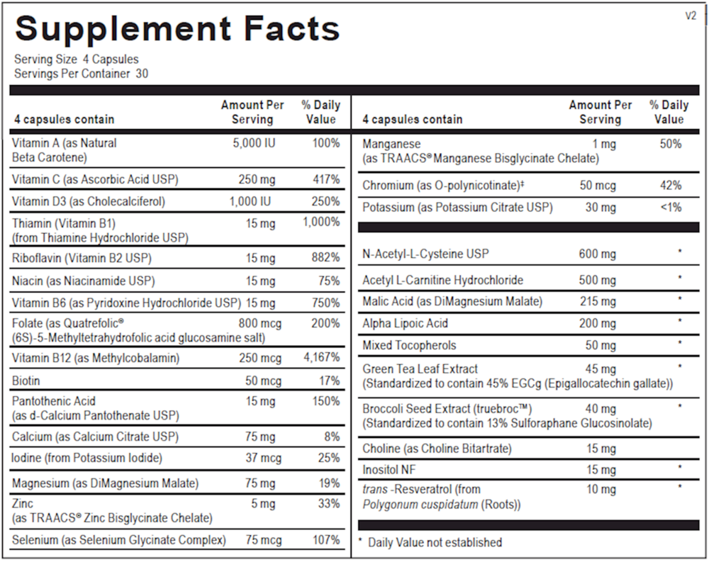 mitocore 120 capsules practitioner grade supplements label