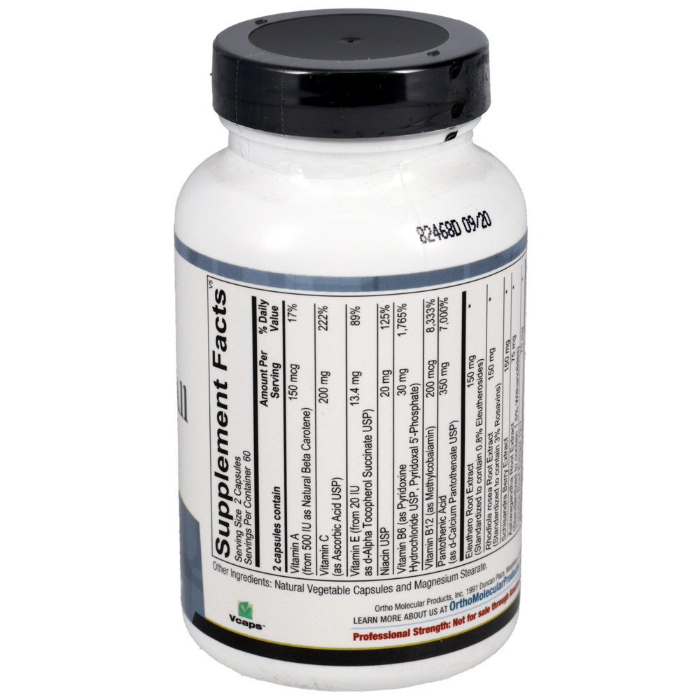 Adapten-All 120 Capsules back label - Ortho Molecular Products