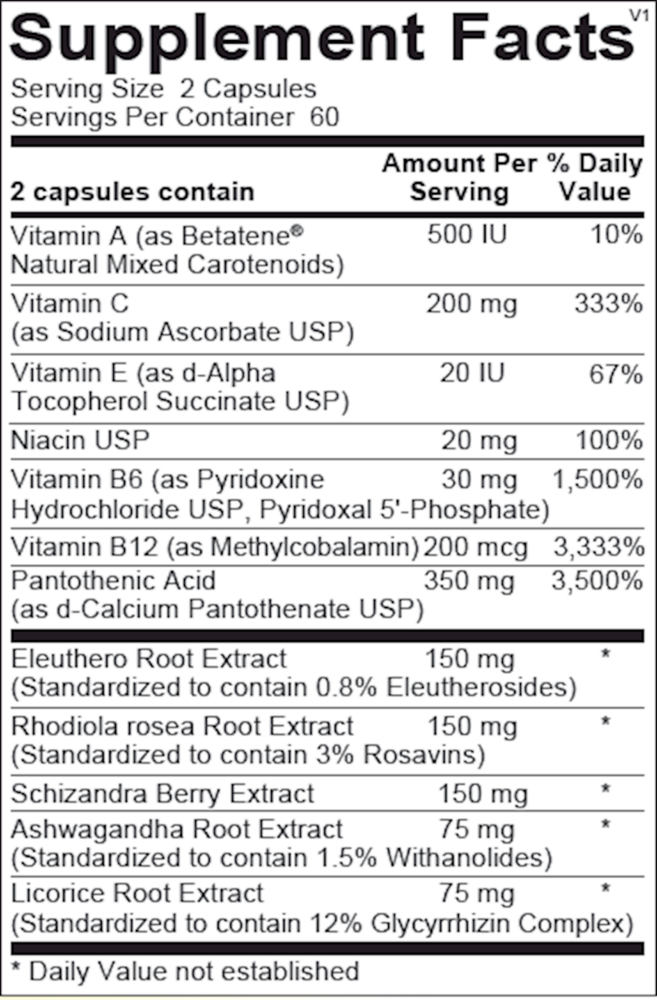 Adapten-All supplement facts panel