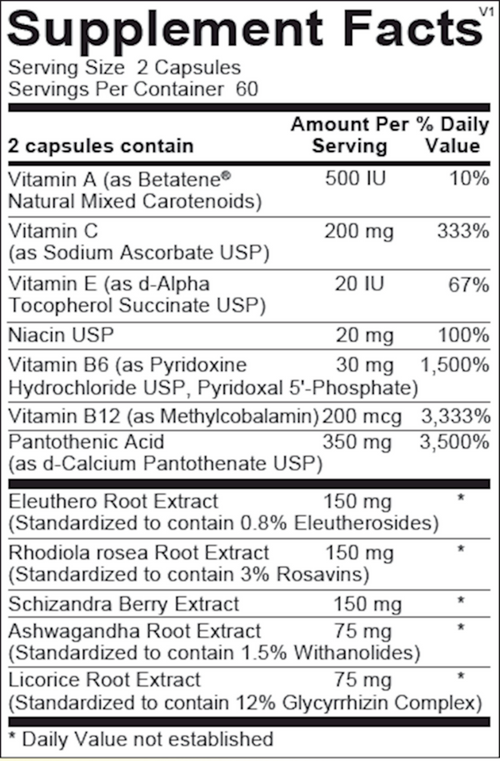 Adapten-All supplement facts panel