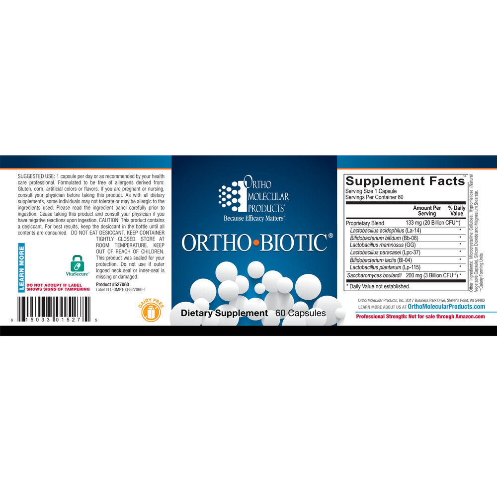 ortho biotic 60 capsules back
