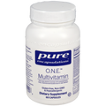 Front view of Pure Encapsulations O.N.E. Multivitamin 60 capsules bottle, a hypoallergenic daily vitamin with Metafolin L-5-MTHF.